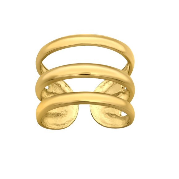 14k Gold Vermeil Triple Band Wide Ear Cuff - Picture 1 of 1